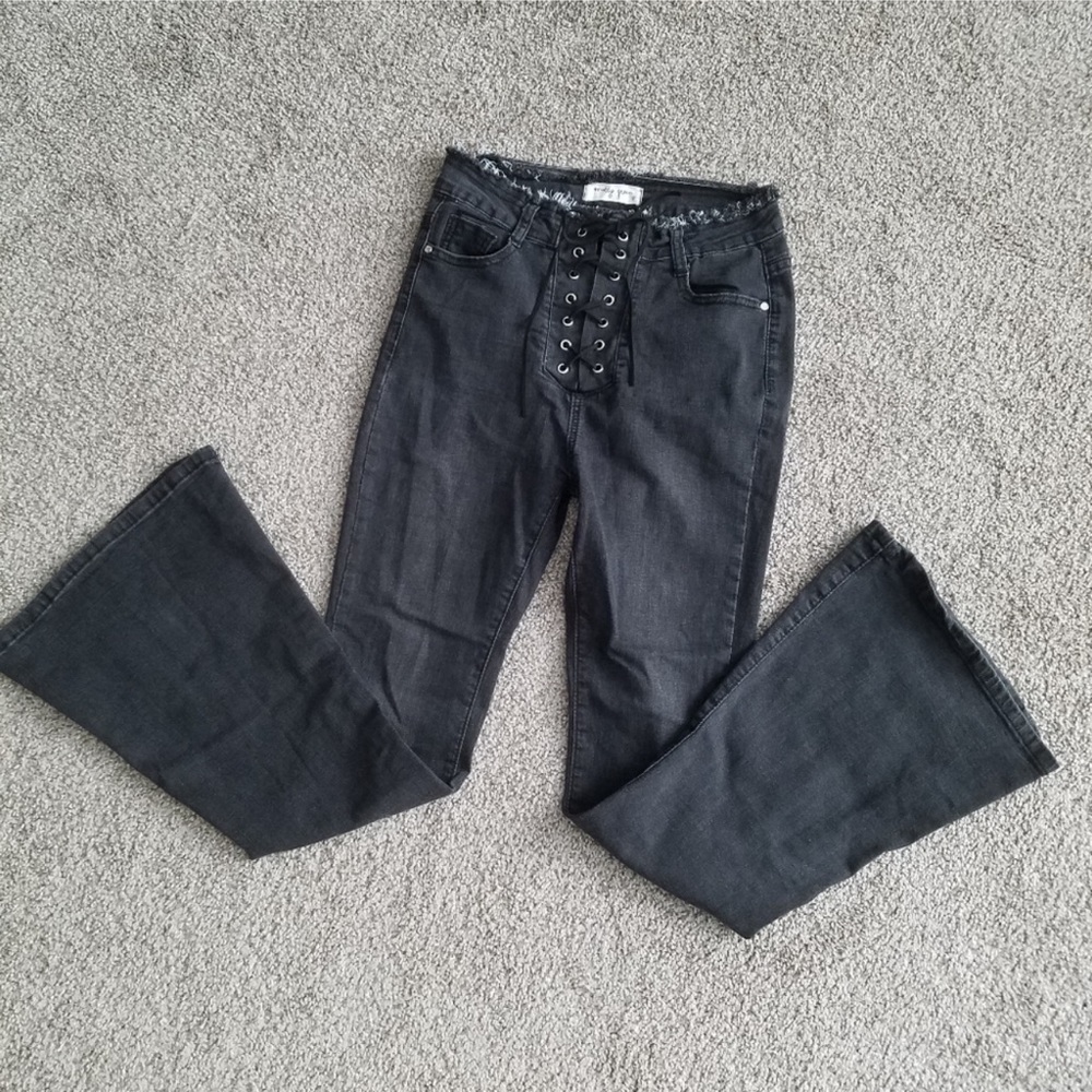 black flare jeans